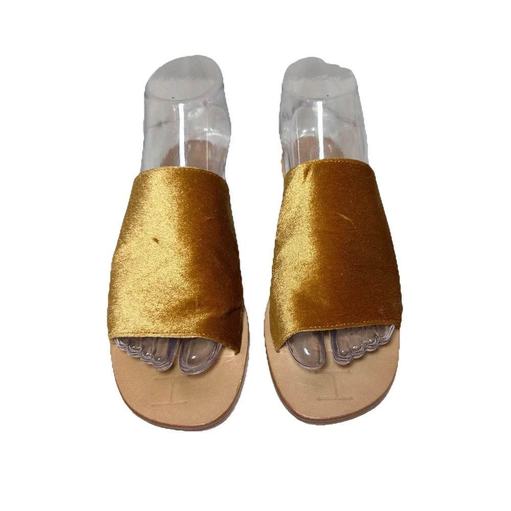 James Smith Off Duty‎ Marigold Velvet Velour Slides Sandals Women's US 6 EU 36